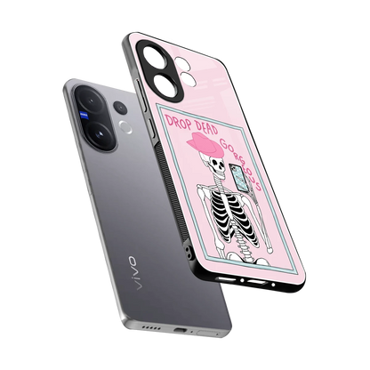 Drop Dead Gorgeous sleek vivo v60 cover with tempered glass back and TPU edges