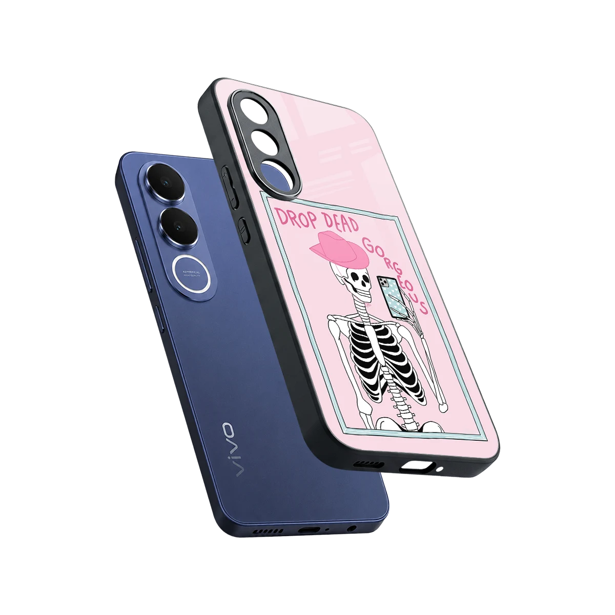 Drop Dead Gorgeous sleek vivo v70 fe cover with tempered glass back and TPU edges