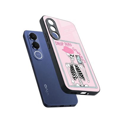 Drop Dead Gorgeous sleek vivo v70 fe cover with tempered glass back and TPU edges