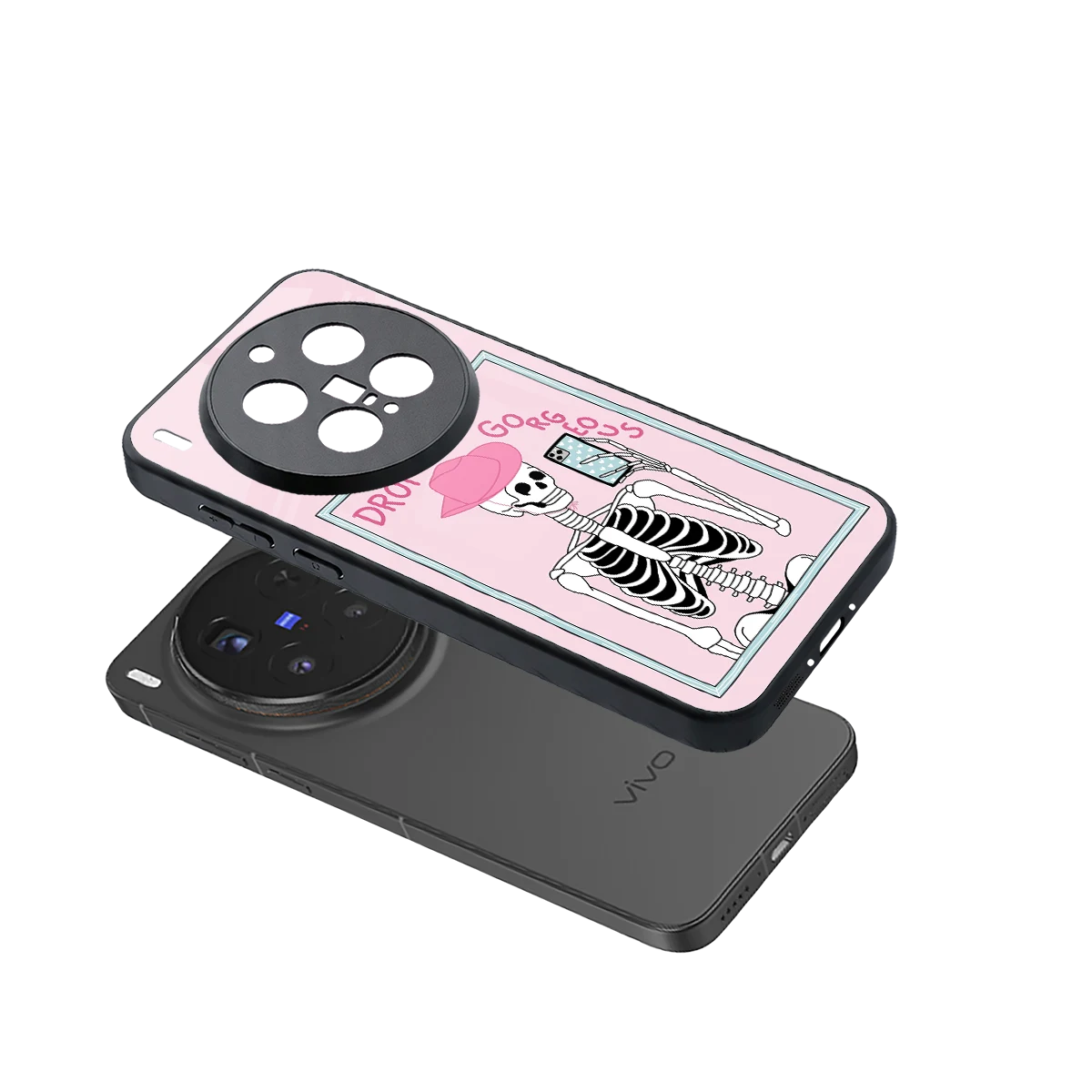 Drop Dead Gorgeous sleek vivo x300 pro cover with tempered glass back and TPU edges
