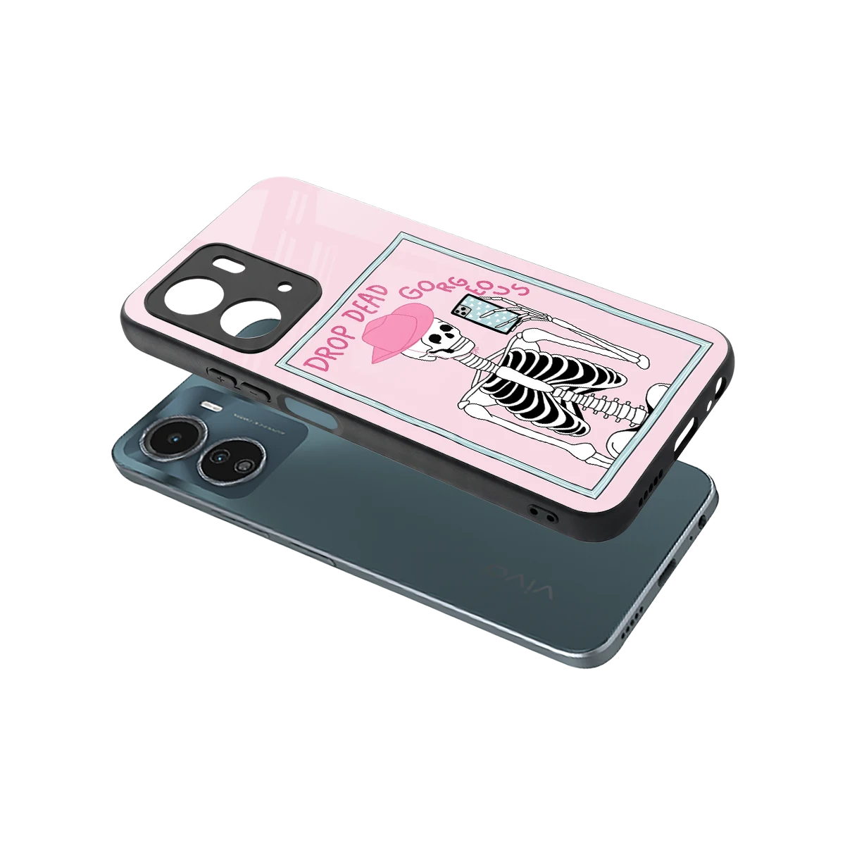 Drop Dead Gorgeous sleek vivo y16 cover with tempered glass back and TPU edges