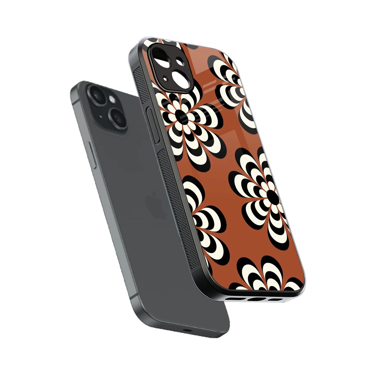 Earthy Bloom sleek iphone 14 plus cover with tempered glass back and TPU edges