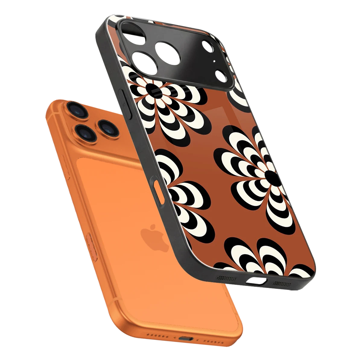 Earthy Bloom sleek iphone 17 pro cover with tempered glass back and TPU edges