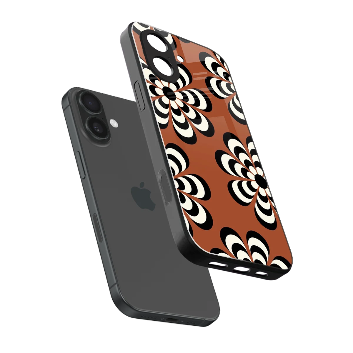 Earthy Bloom sleek iphone 17 cover with tempered glass back and TPU edges