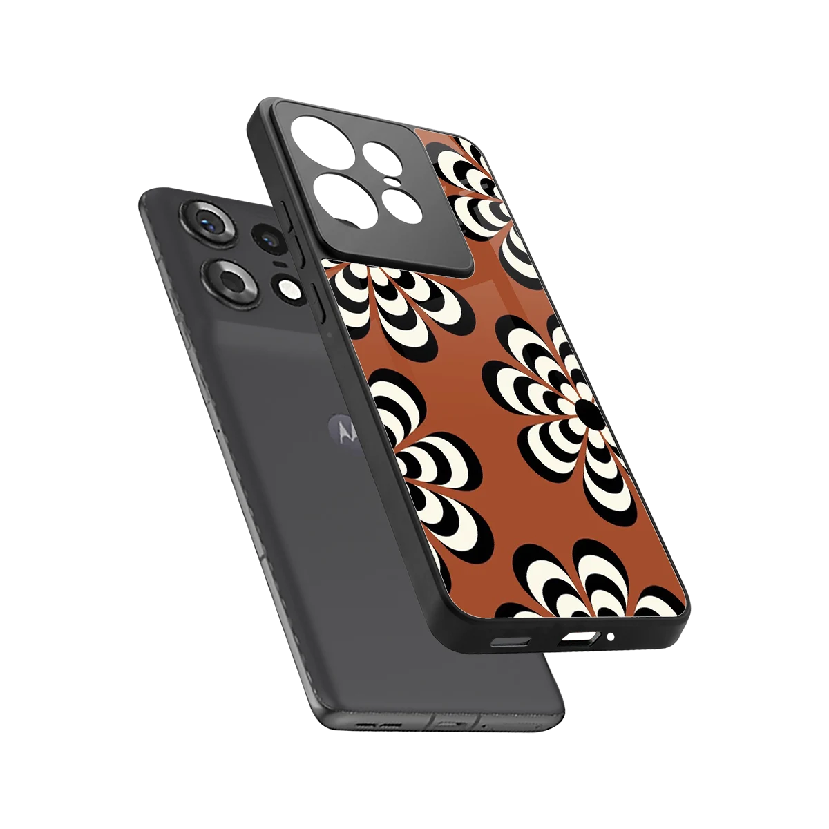 Earthy Bloom sleek motorola edge 50 pro cover with tempered glass back and TPU edges