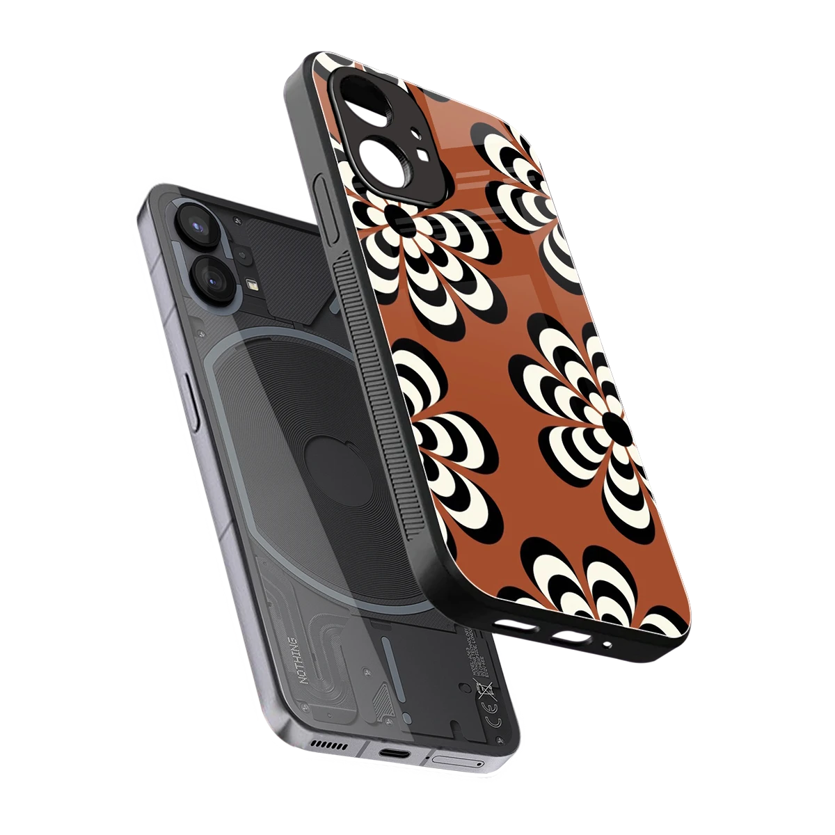 Earthy Bloom sleek nothing phone 1 cover with tempered glass back and TPU edges