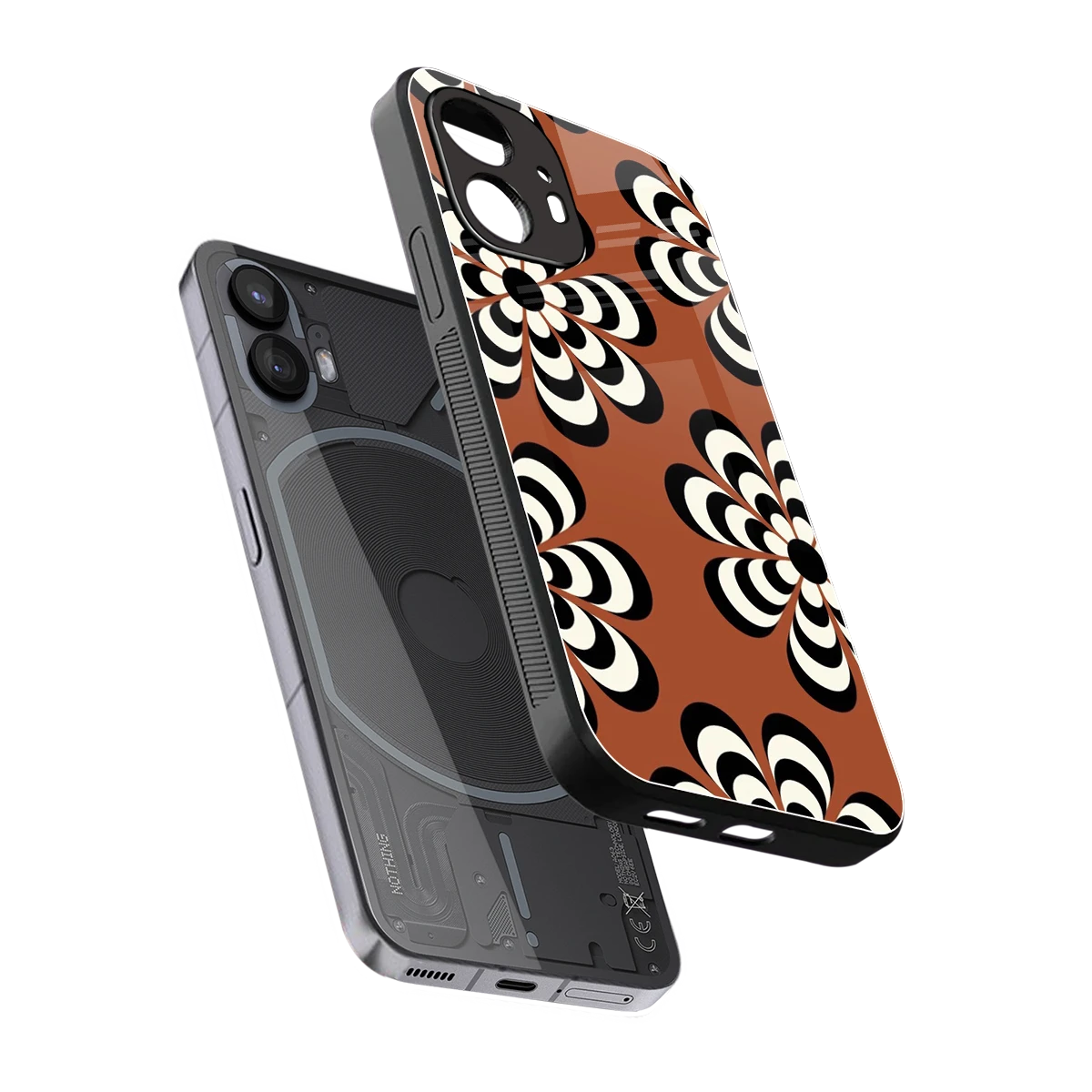 Earthy Bloom sleek nothing phone 2 cover with tempered glass back and TPU edges