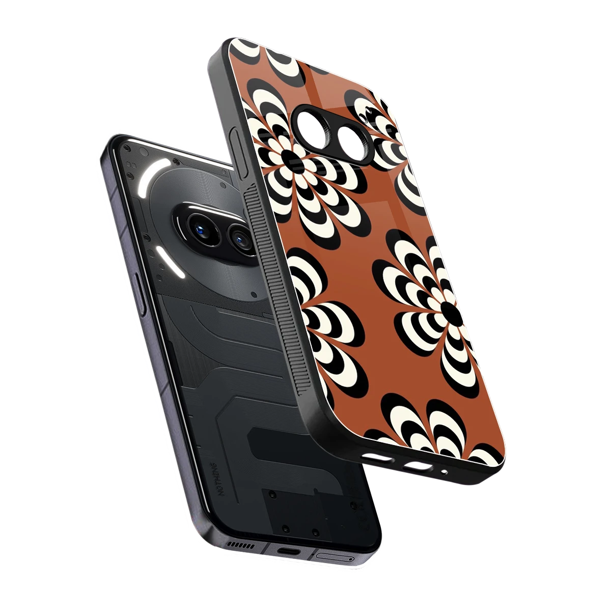 Earthy Bloom sleek nothing phone 2a cover with tempered glass back and TPU edges