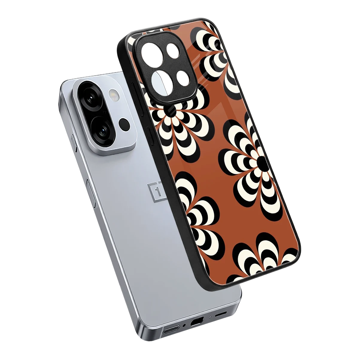 Earthy Bloom sleek oneplus 13s cover with tempered glass back and TPU edges