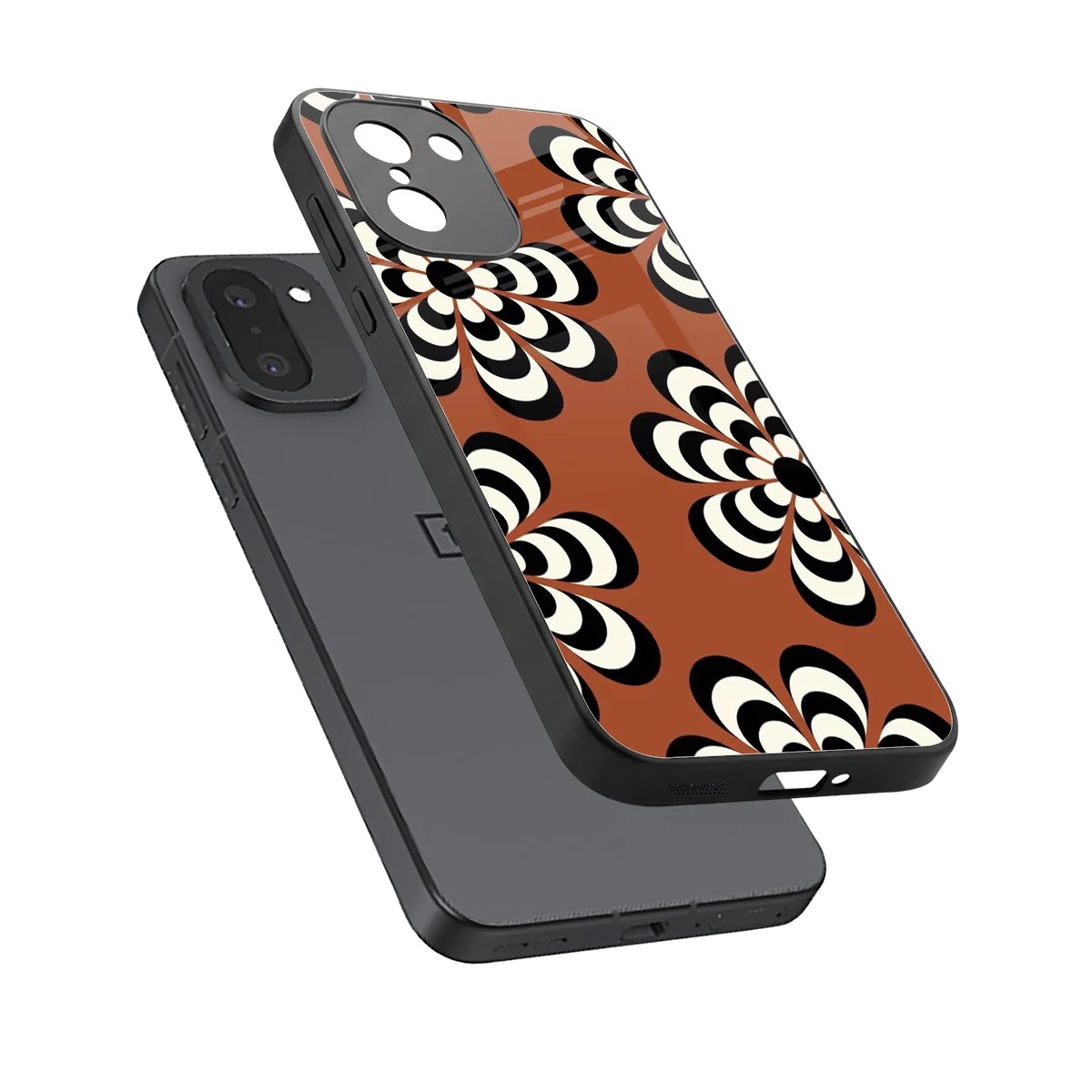 Earthy Bloom sleek oneplus 15r cover with tempered glass back and TPU edges