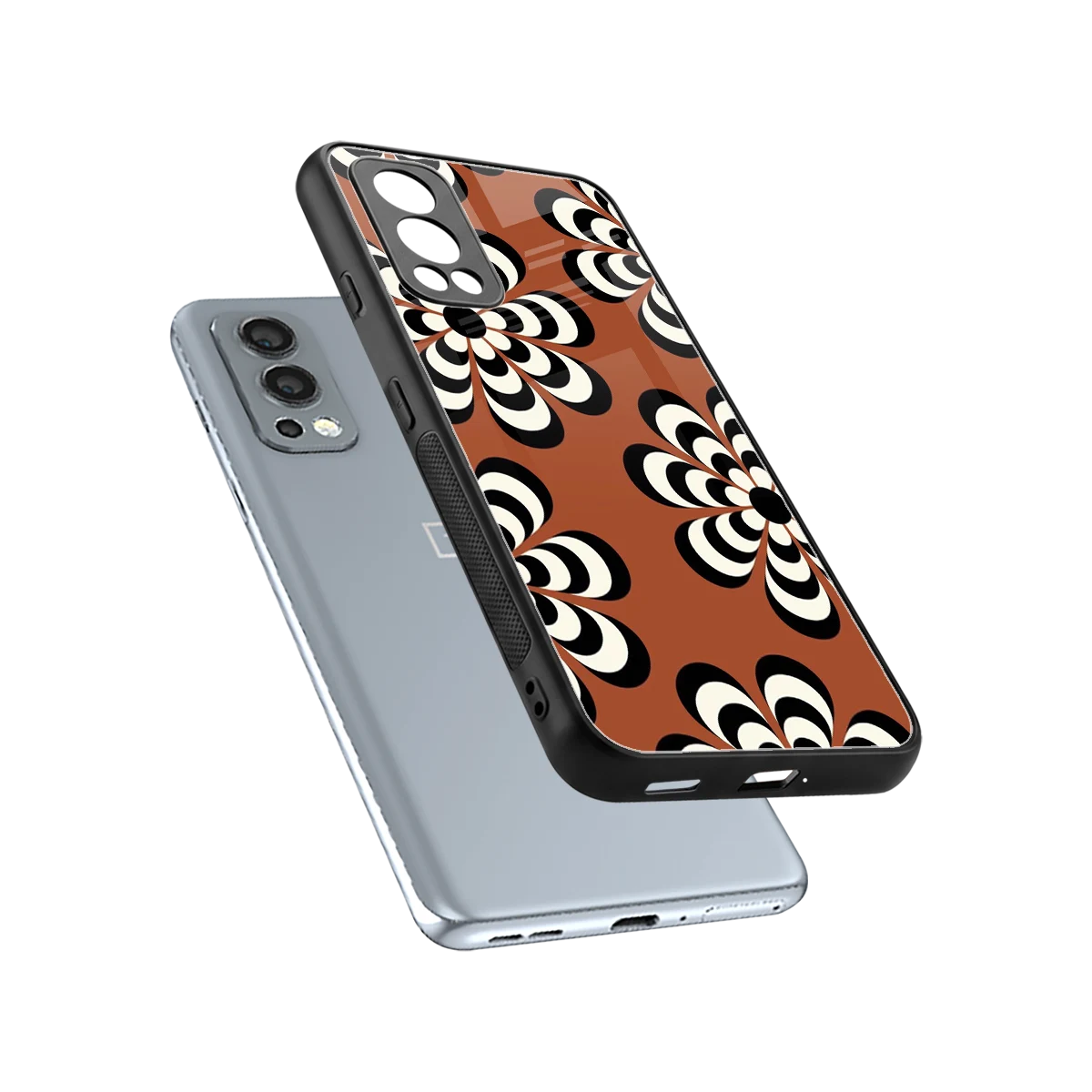 Earthy Bloom sleek oneplus nord 2 cover with tempered glass back and TPU edges
