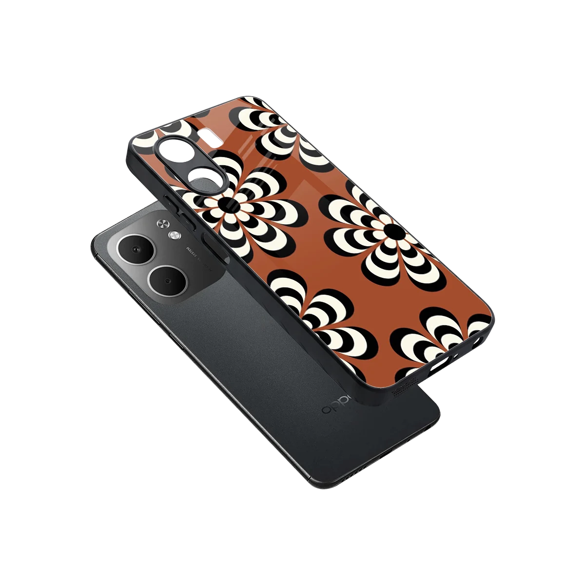 Earthy Bloom sleek oppo a5x 5g cover with tempered glass back and TPU edges