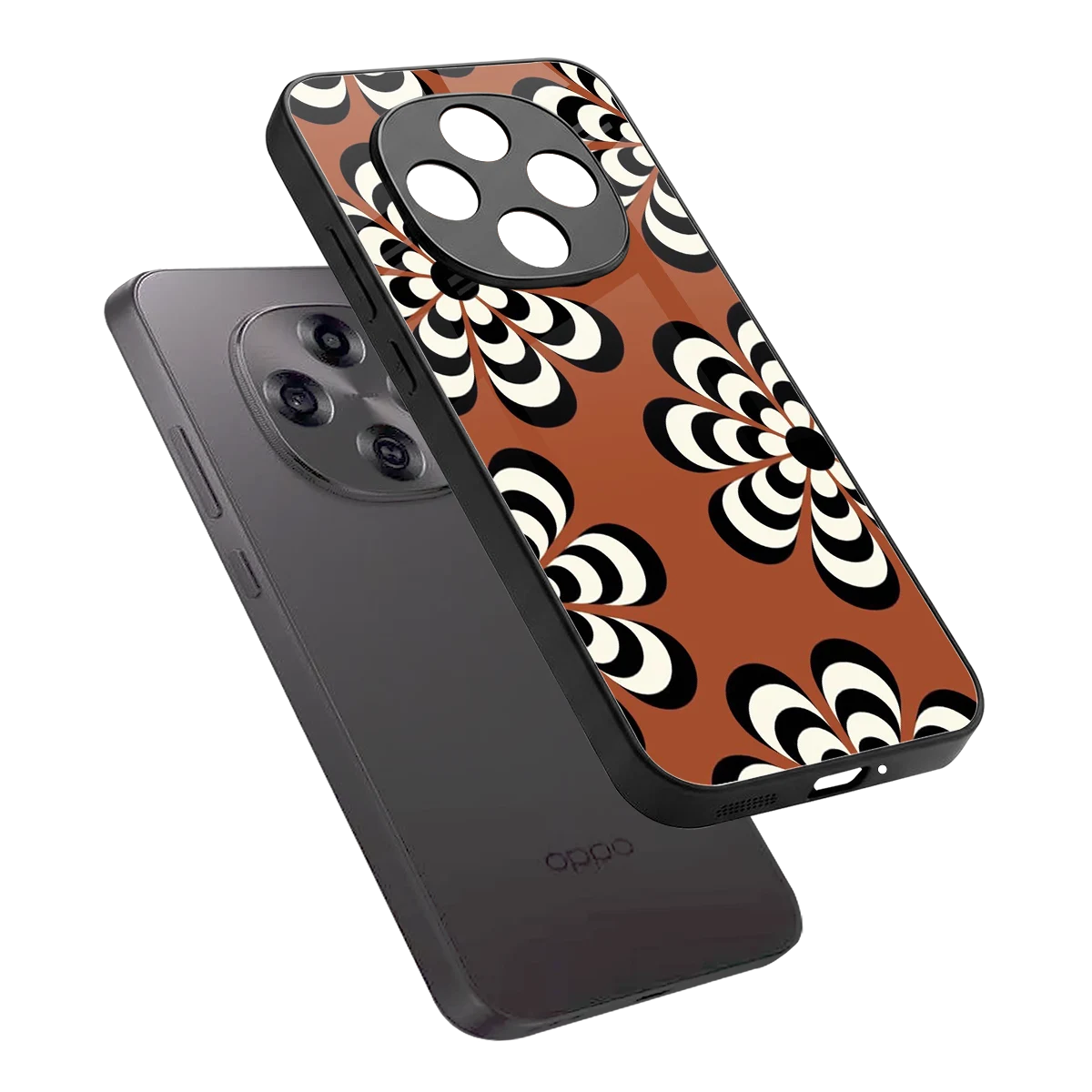 Earthy Bloom sleek oppo f31 pro 5g cover with tempered glass back and TPU edges