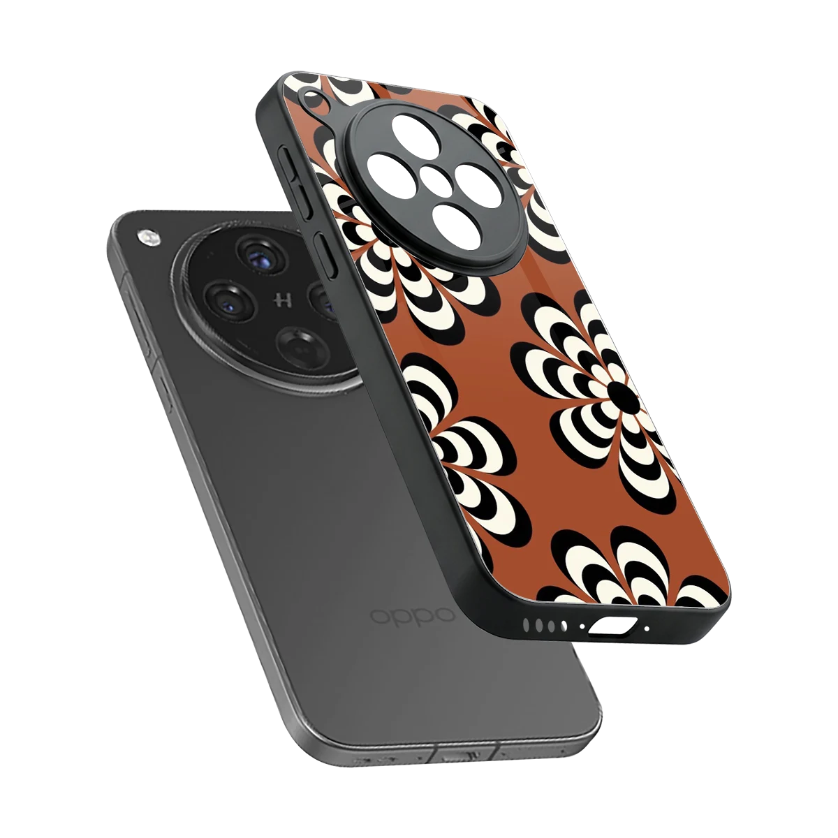 Earthy Bloom sleek oppo find x8 cover with tempered glass back and TPU edges
