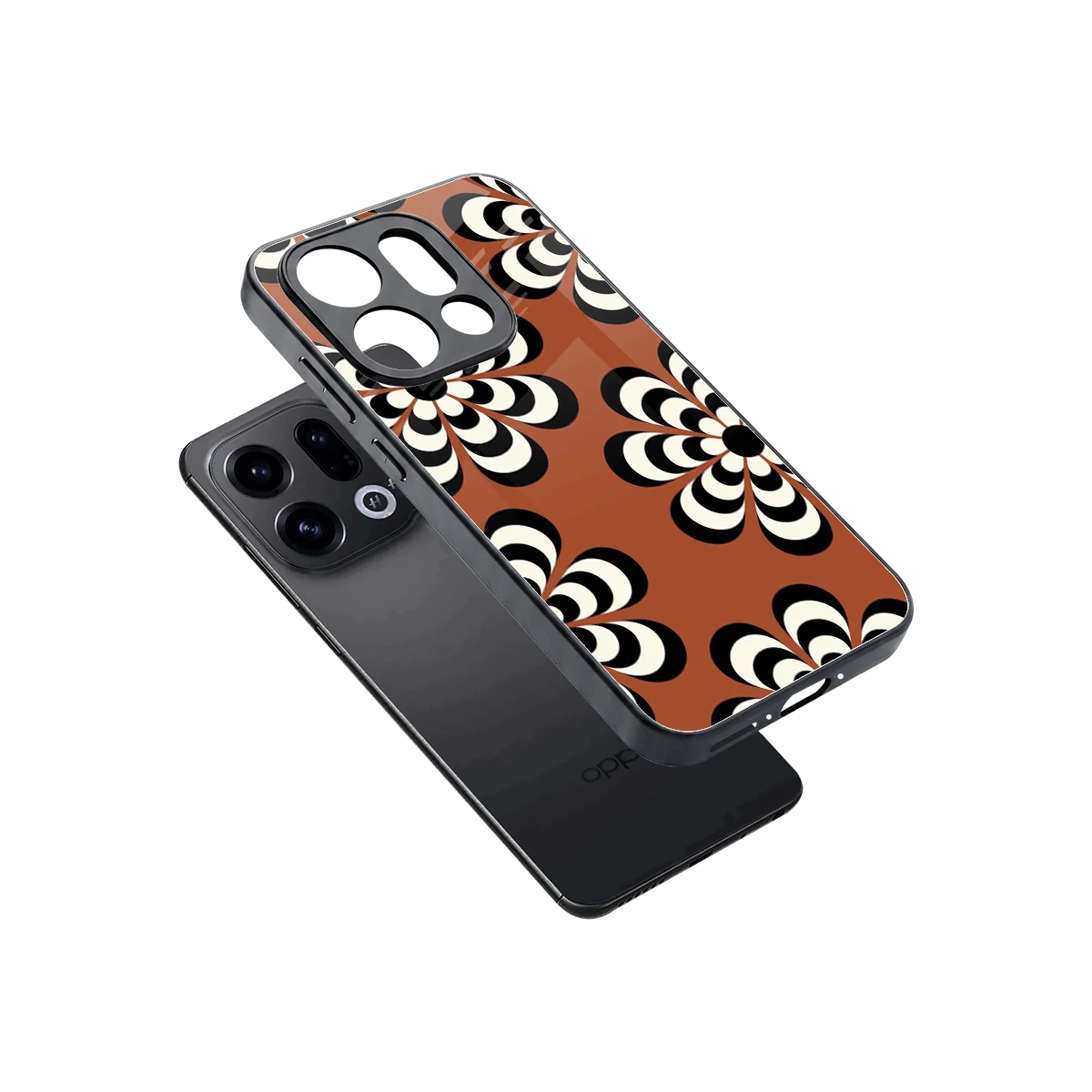 Earthy Bloom sleek oppo find x9 cover with tempered glass back and TPU edges