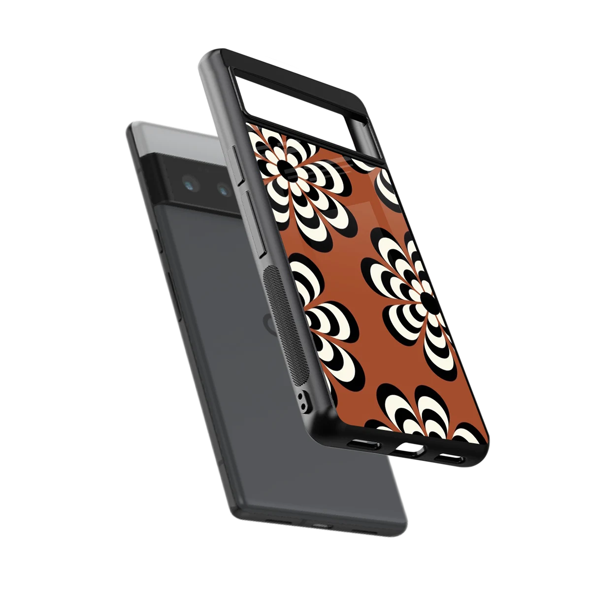 Earthy Bloom sleek google pixel 6 pro cover with tempered glass back and TPU edges