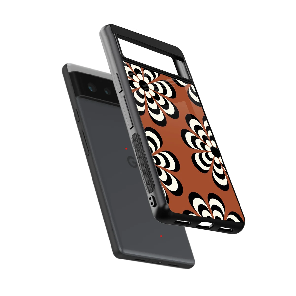 Earthy Bloom sleek google pixel 6 cover with tempered glass back and TPU edges