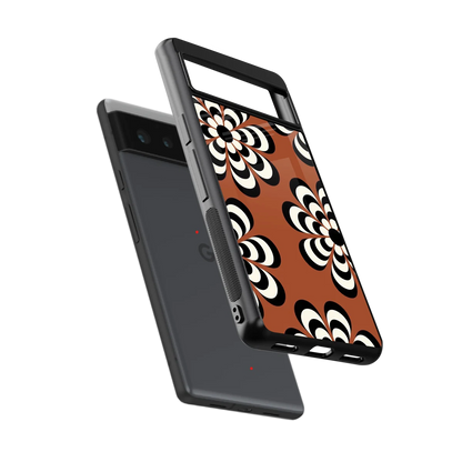 Earthy Bloom sleek google pixel 6a cover with tempered glass back and TPU edges