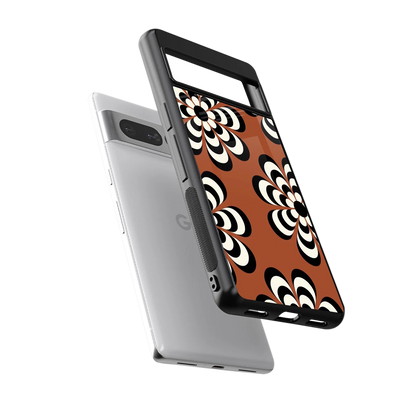 Earthy Bloom sleek google pixel 7 pro cover with tempered glass back and TPU edges