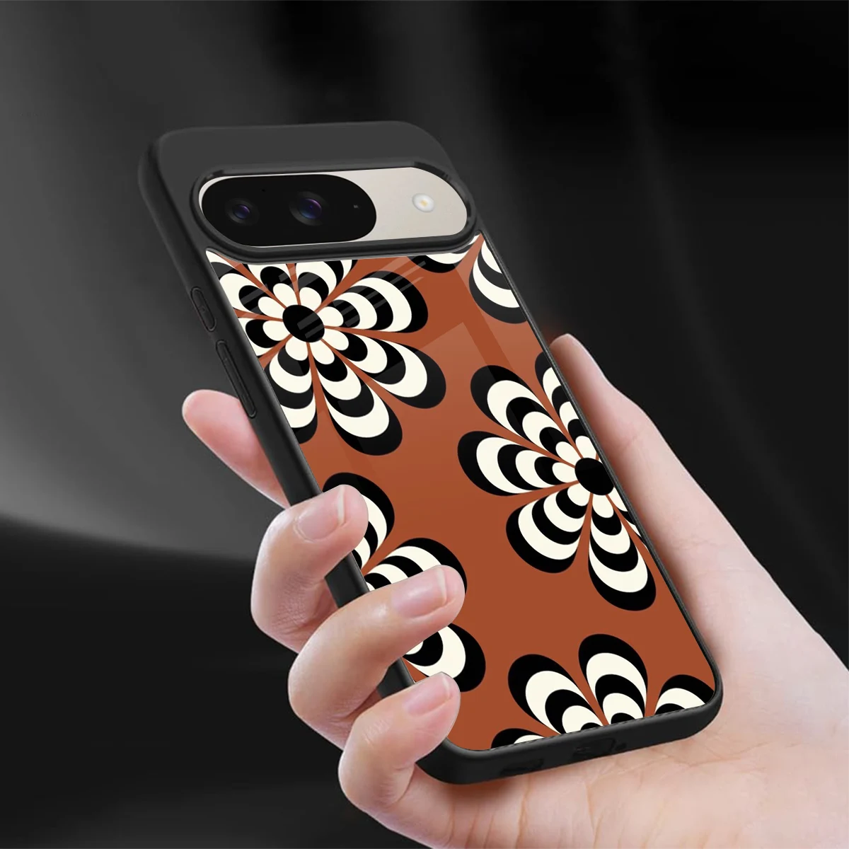 Earthy Bloom sleek google pixel 9 cover with tempered glass back and TPU edges