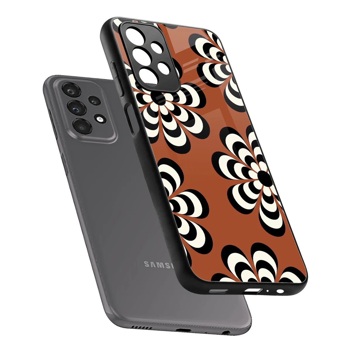 Earthy Bloom sleek samsung galaxy a23 cover with tempered glass back and TPU edges