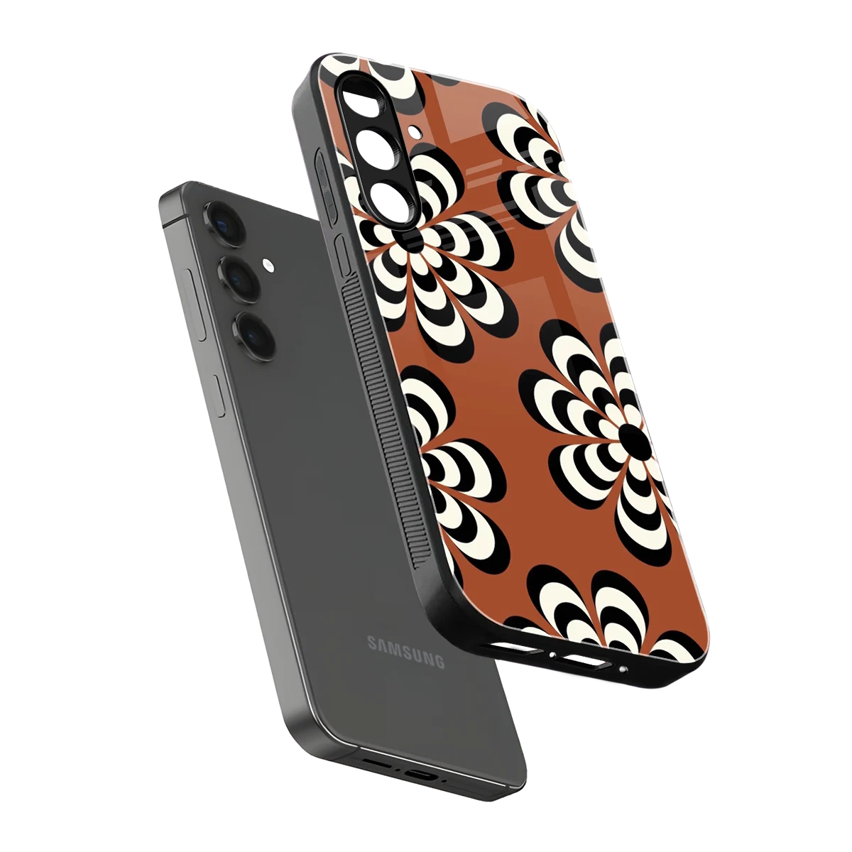Earthy Bloom sleek samsung galaxy f15 5g cover with tempered glass back and TPU edges