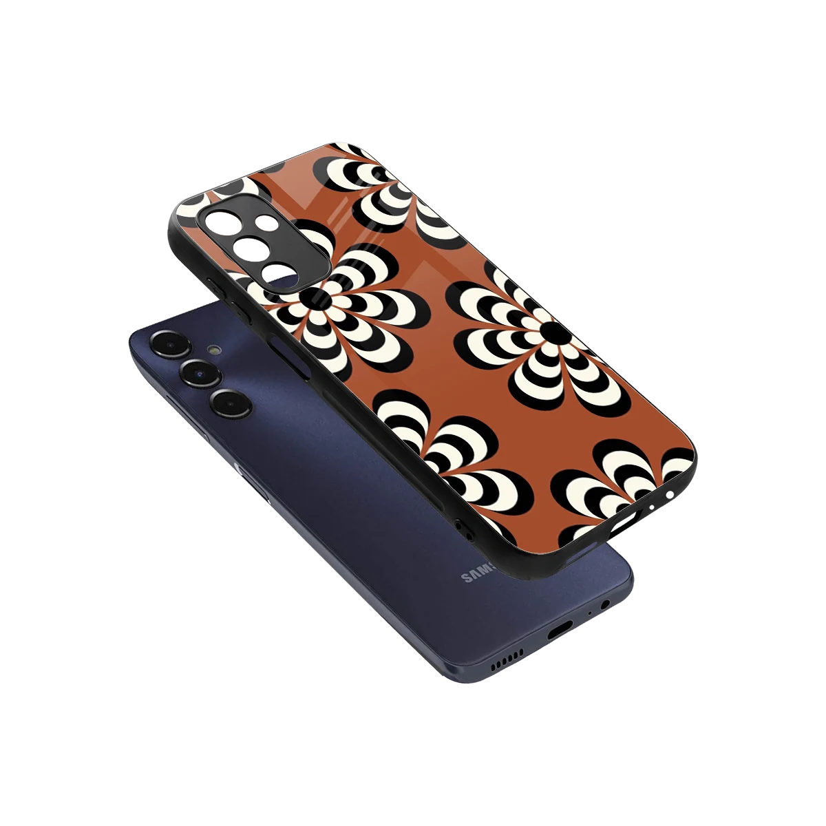 Earthy Bloom sleek samsung galaxy m14 5g cover with tempered glass back and TPU edges