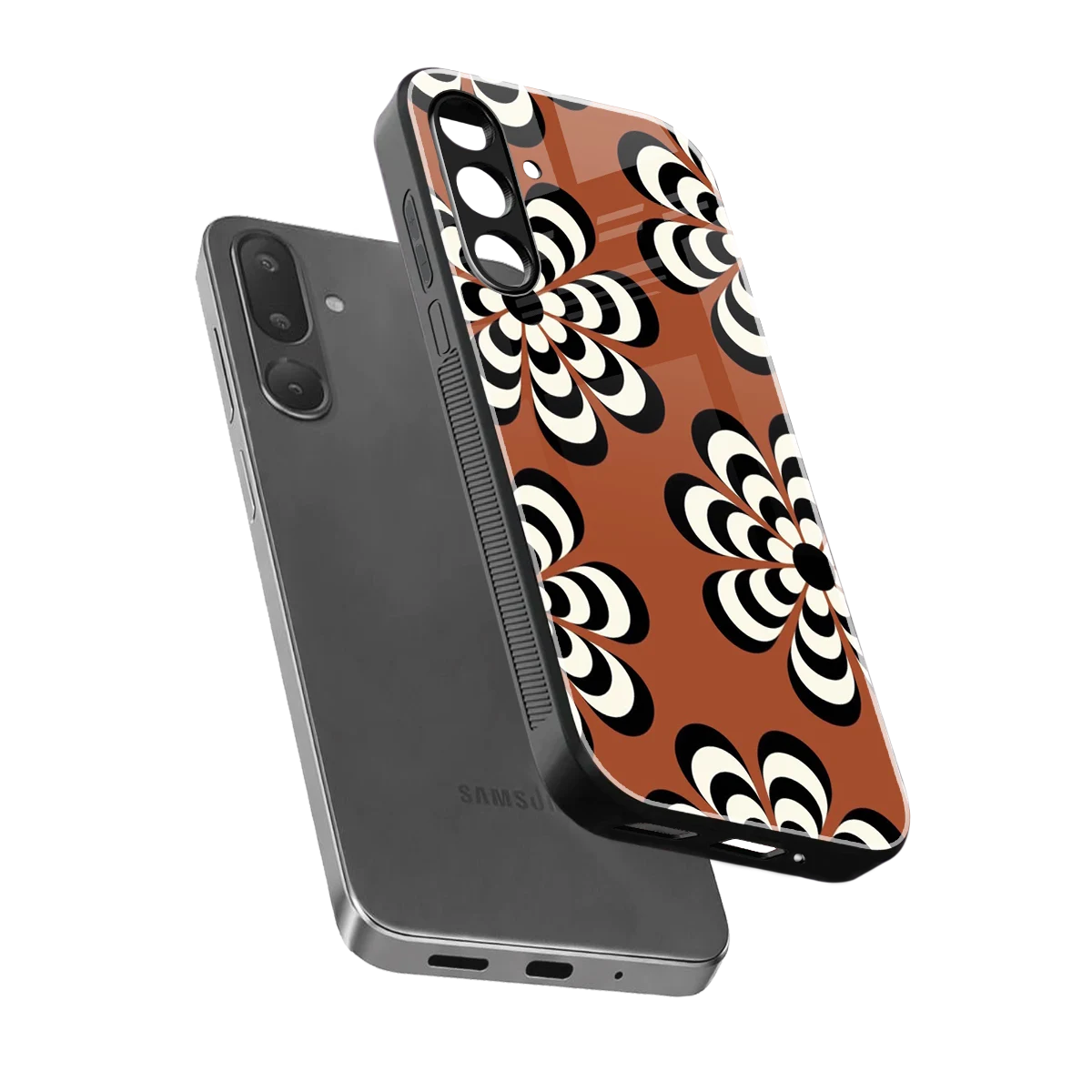 Earthy Bloom sleek samsung galaxy m56 5g cover with tempered glass back and TPU edges
