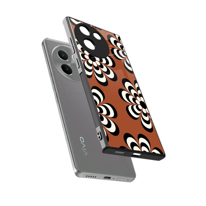 Earthy Bloom sleek vivo v30e cover with tempered glass back and TPU edges