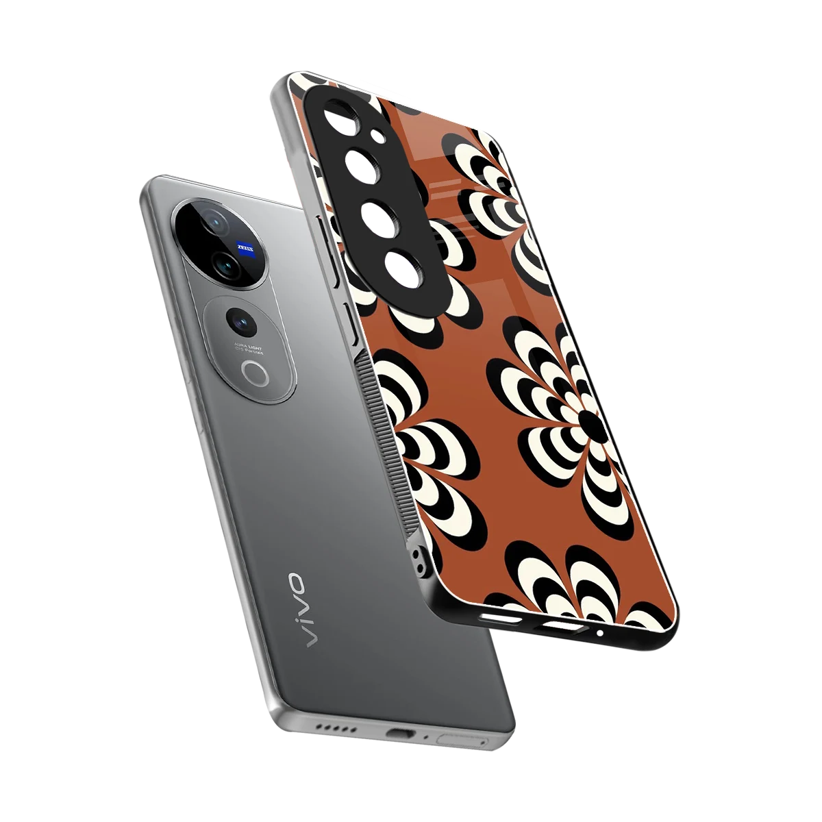 Earthy Bloom sleek vivo v40 pro cover with tempered glass back and TPU edges