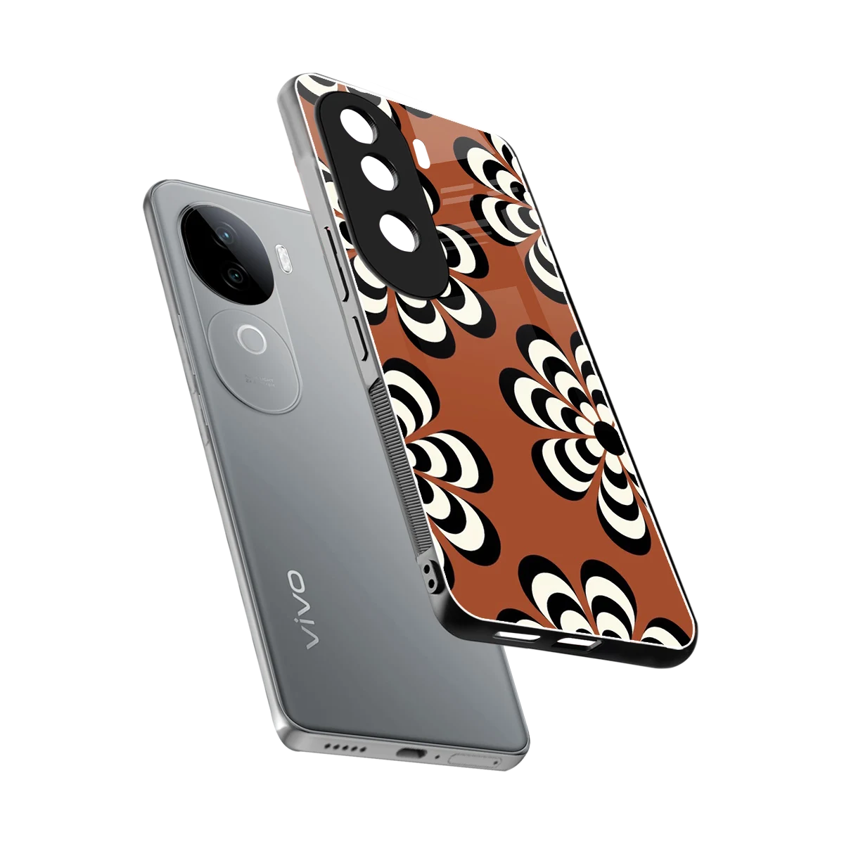 Earthy Bloom sleek vivo v40e cover with tempered glass back and TPU edges