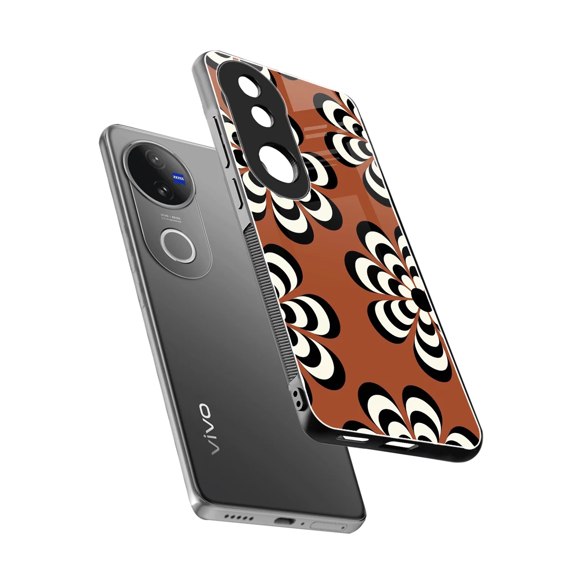 Earthy Bloom sleek vivo v50 cover with tempered glass back and TPU edges