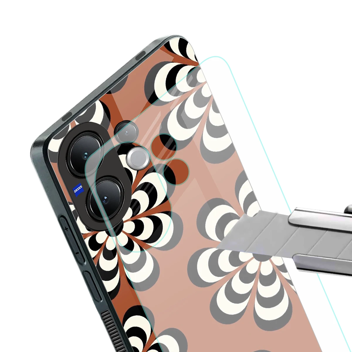 Earthy Bloom stylish phone case for vivo v60 | glossy glass and slim fit
