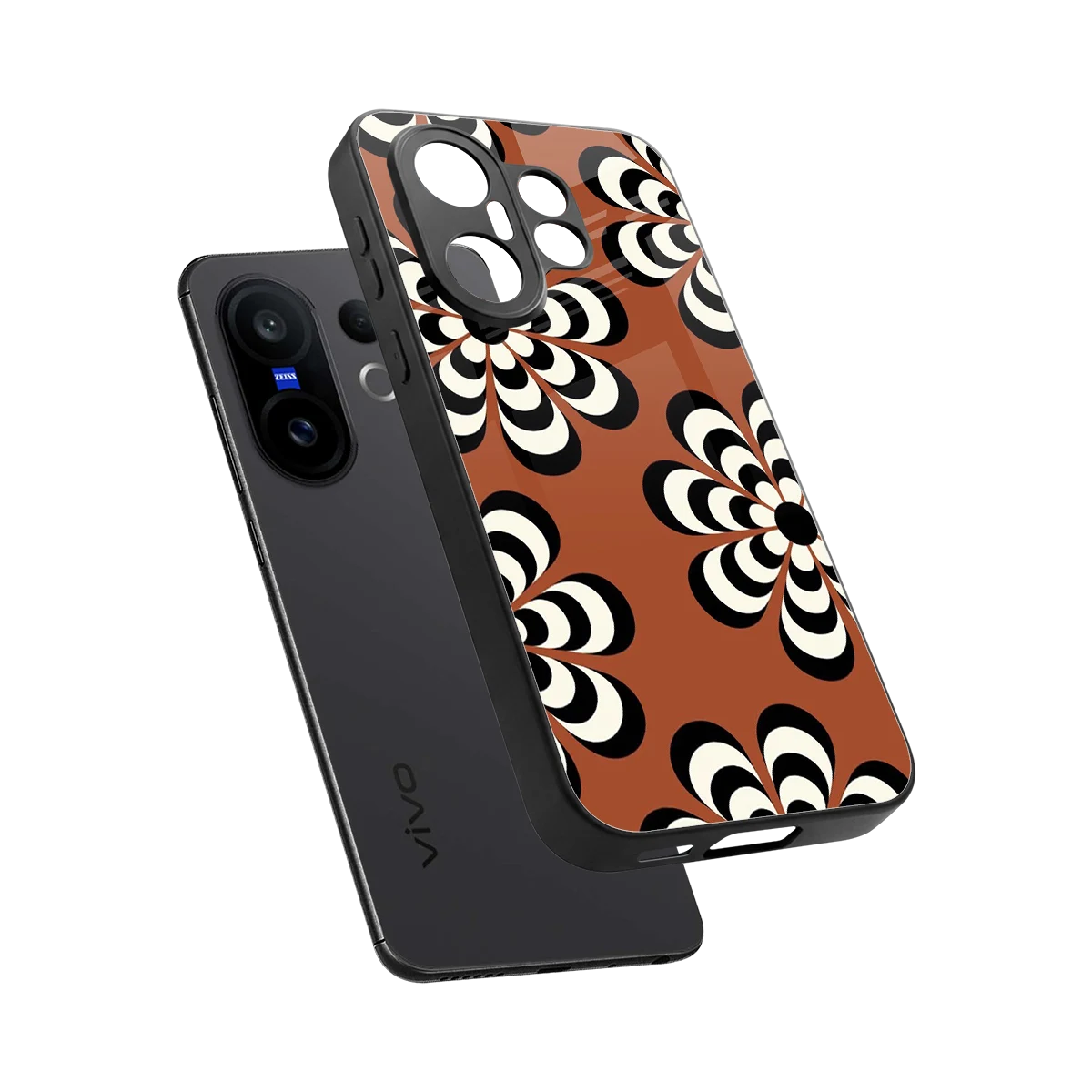 Earthy Bloom sleek vivo x200 fe cover with tempered glass back and TPU edges