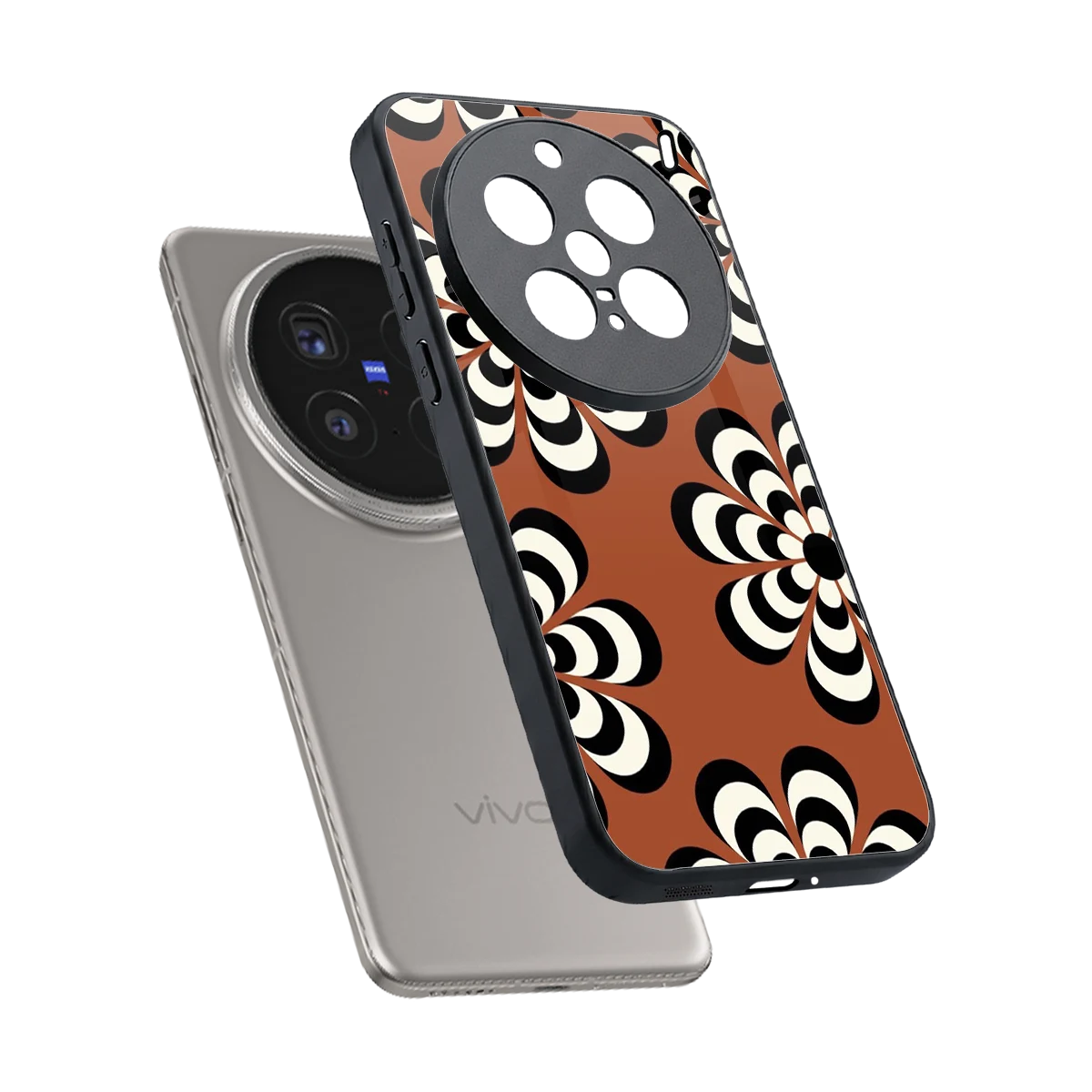 Earthy Bloom sleek vivo x200 pro cover with tempered glass back and TPU edges