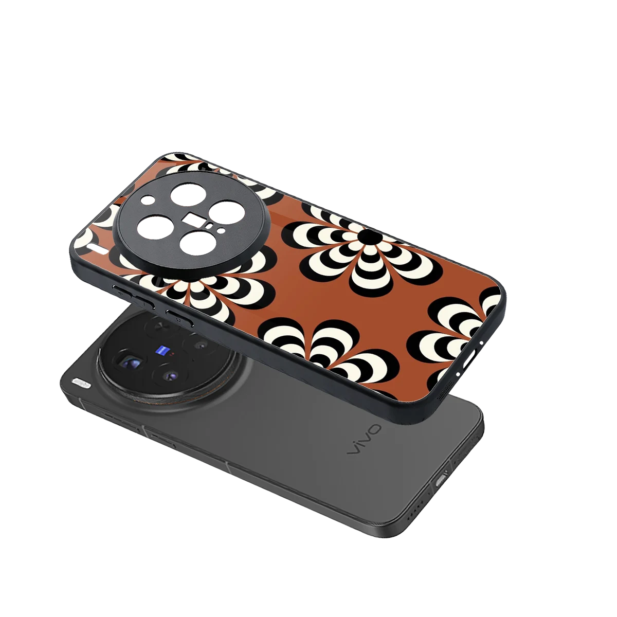 Earthy Bloom sleek vivo x300 pro cover with tempered glass back and TPU edges