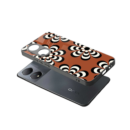 Earthy Bloom sleek Vivo-y100 cover with tempered glass back and TPU edges
