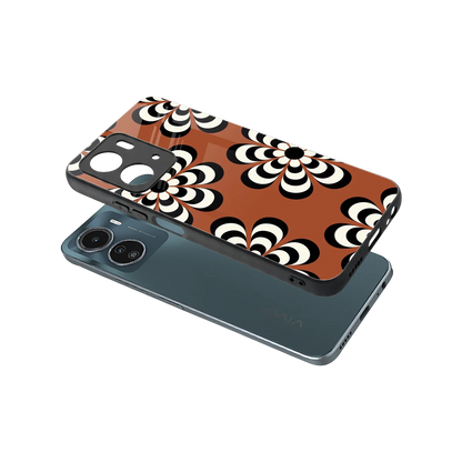 Earthy Bloom sleek vivo y16 cover with tempered glass back and TPU edges