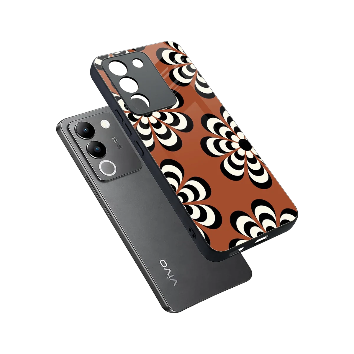Earthy Bloom sleek vivo y200 5g cover with tempered glass back and TPU edges