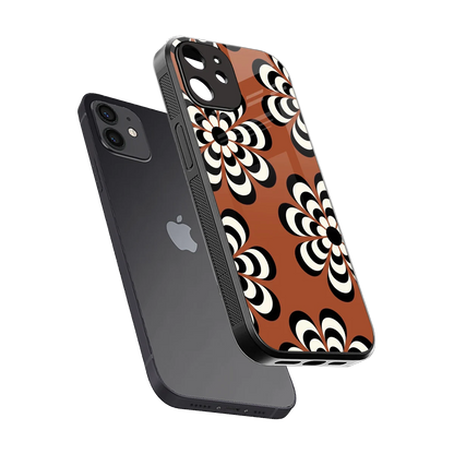 Earthy Bloom sleek iphone 12 cover with tempered glass back and TPU edges