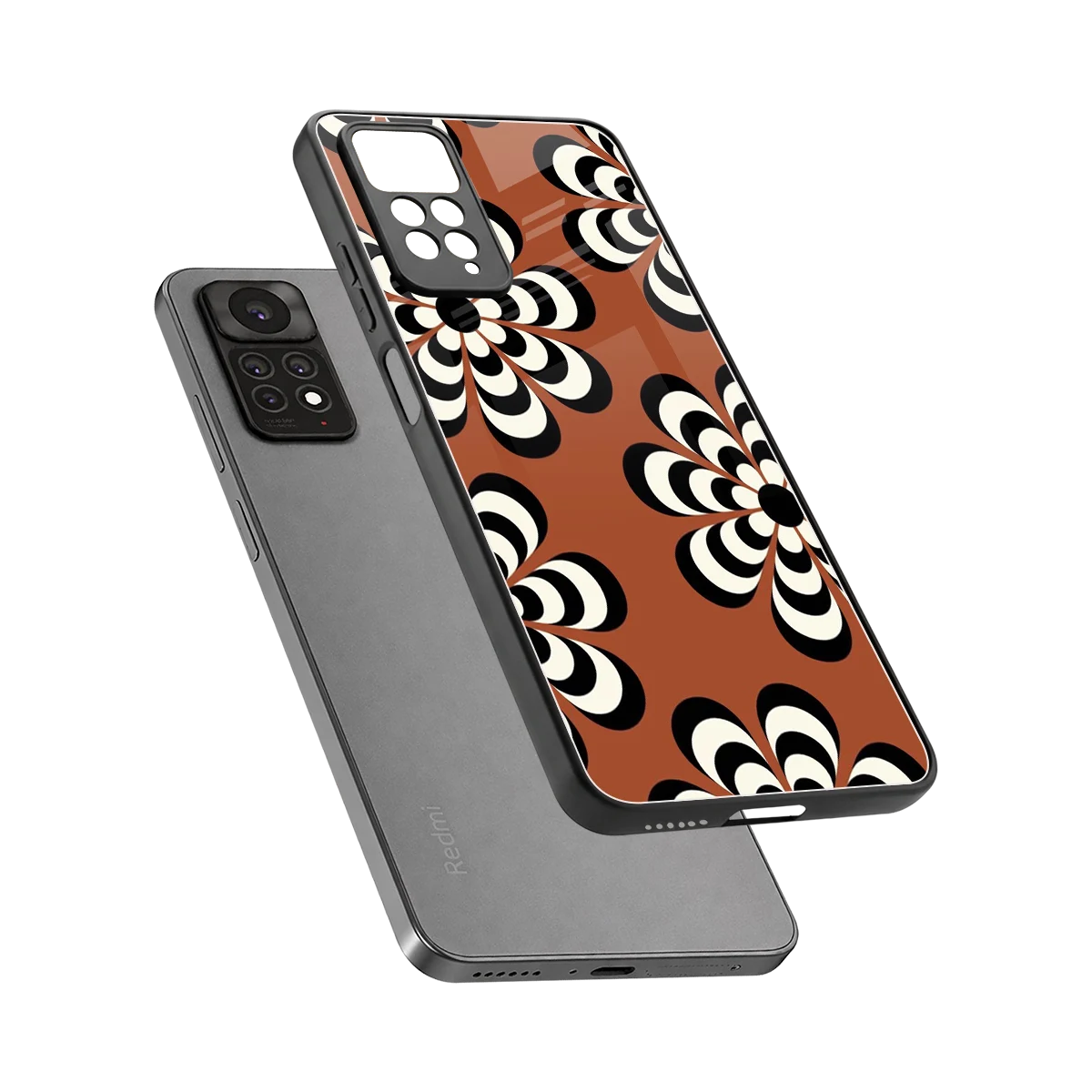 Earthy Bloom sleek redmi note 11 pro cover with tempered glass back and TPU edges