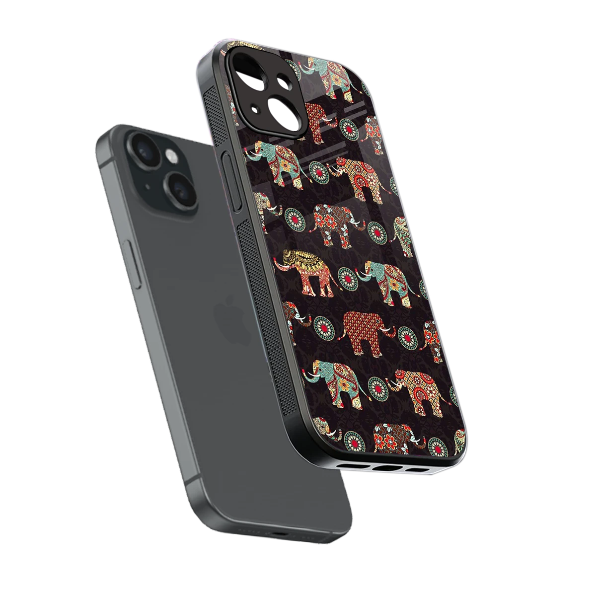 Elephant Art sleek iphone 13 cover with tempered glass back and TPU edges
