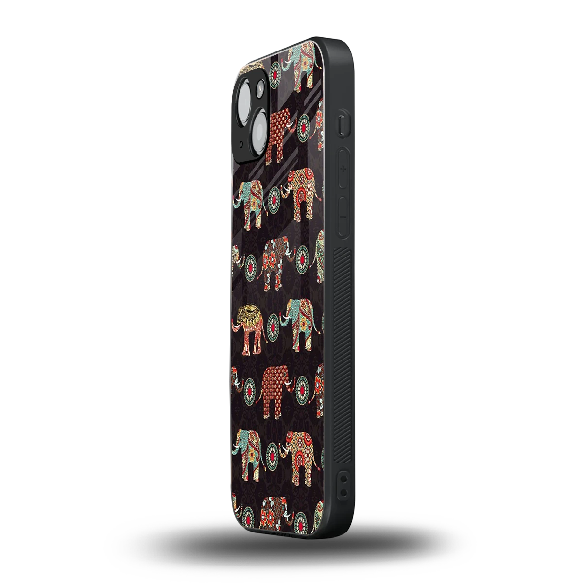 Elephant Art iphone 15 plus mobile cover | shockproof glass phone case