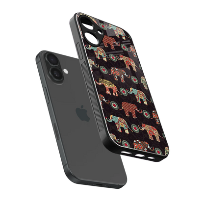 Elephant Art sleek iphone 16 plus cover with tempered glass back and TPU edges