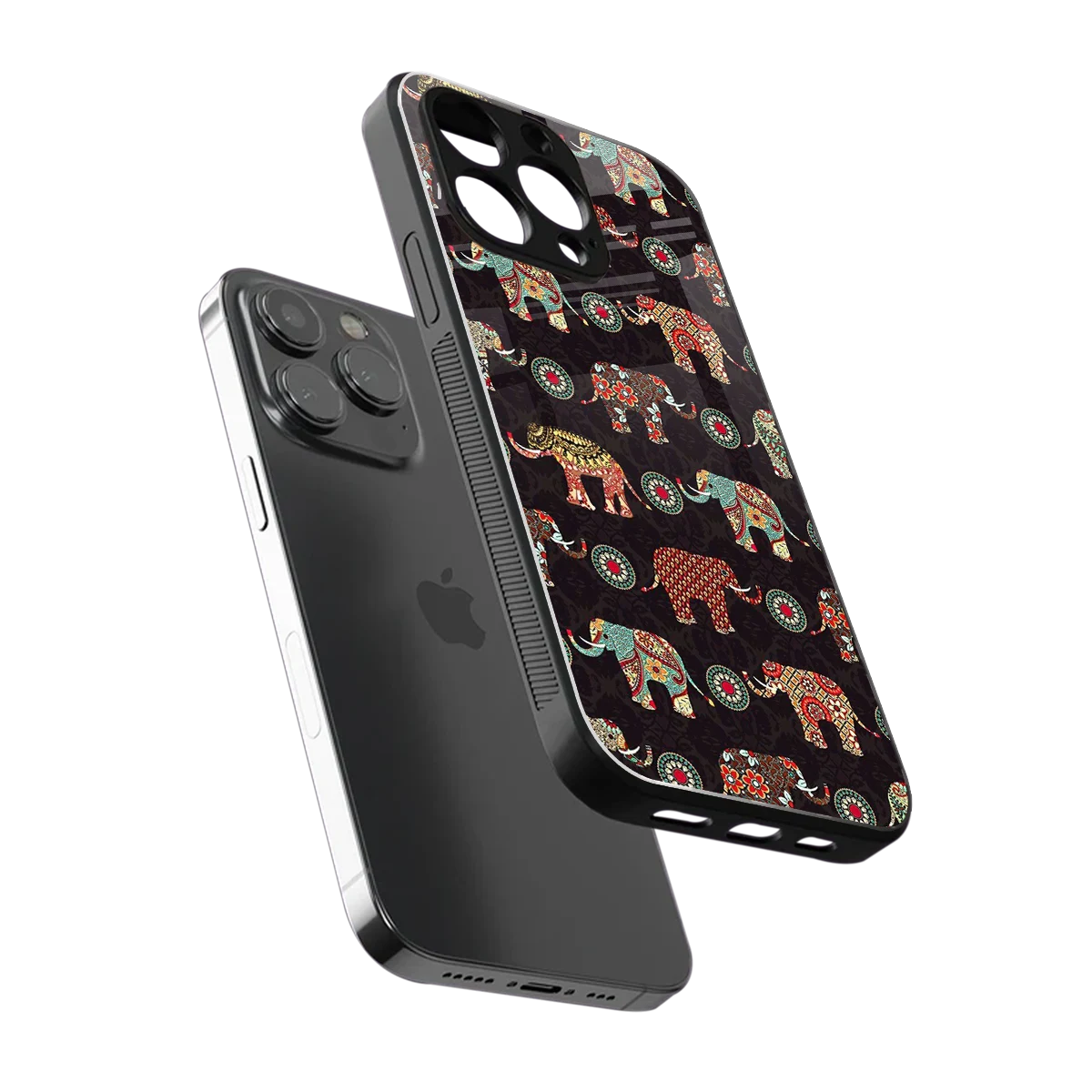 Elephant Art sleek iphone 16 pro max cover with tempered glass back and TPU edges