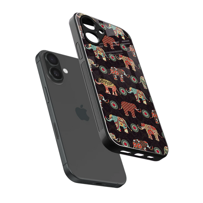 Elephant Art sleek iPhone 16 cover with tempered glass back and TPU edges
