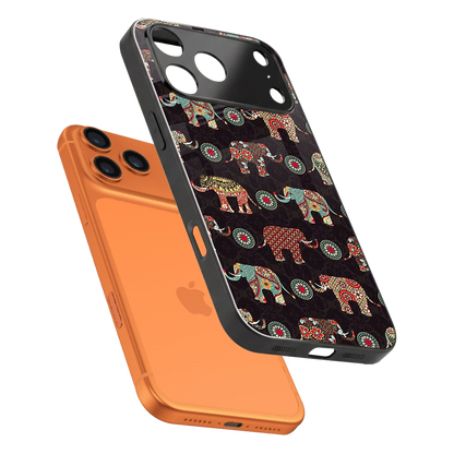 Elephant Art sleek iphone 17 pro cover with tempered glass back and TPU edges