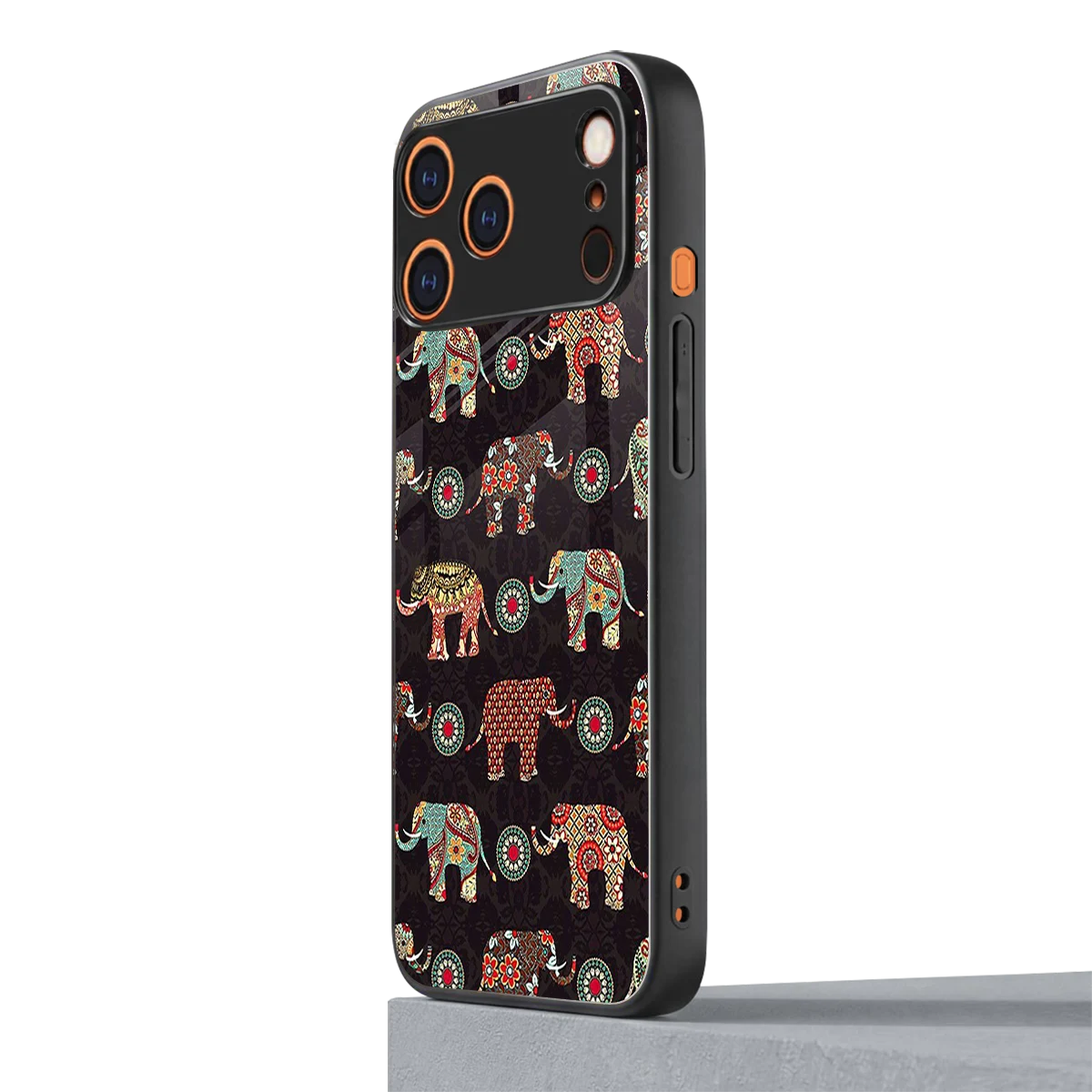 Elephant Art iphone 17 pro max mobile cover | shockproof glass phone case