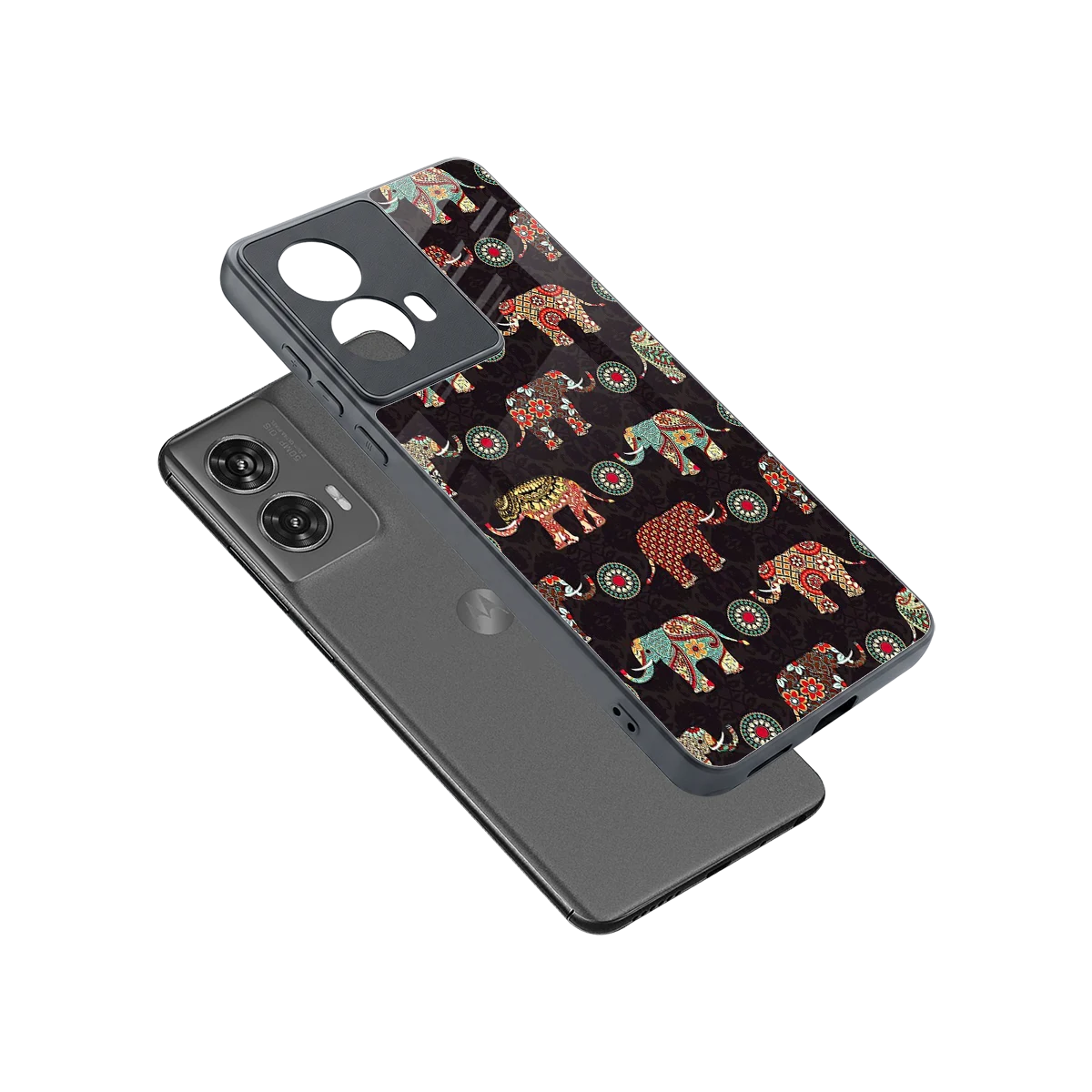 Elephant Art sleek motorola edge 50 fusion cover with tempered glass back and TPU edges