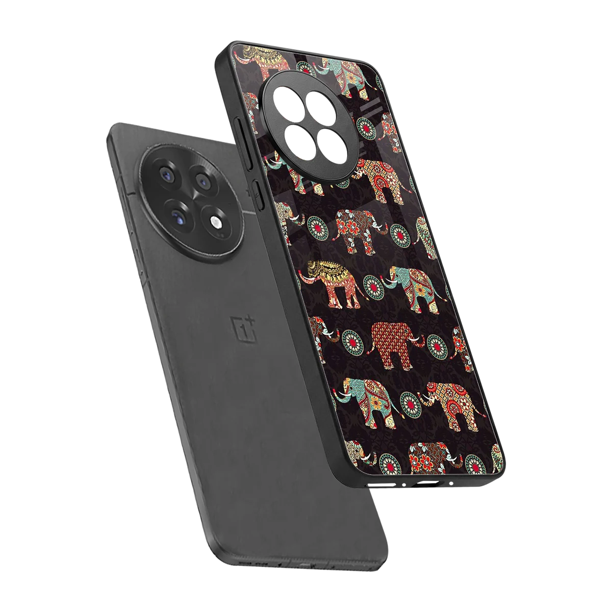Elephant Art sleek oneplus 13r cover with tempered glass back and TPU edges